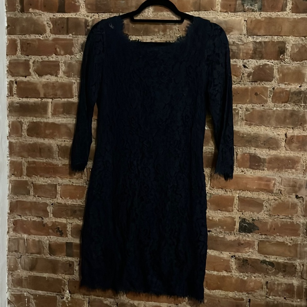 Diane Von Furstenburg Navy Blue, Lace Dress